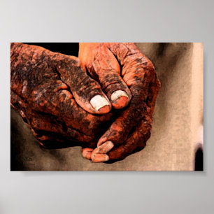 Manos envejecidas Original Indian Ink Atwork  Impr Poster