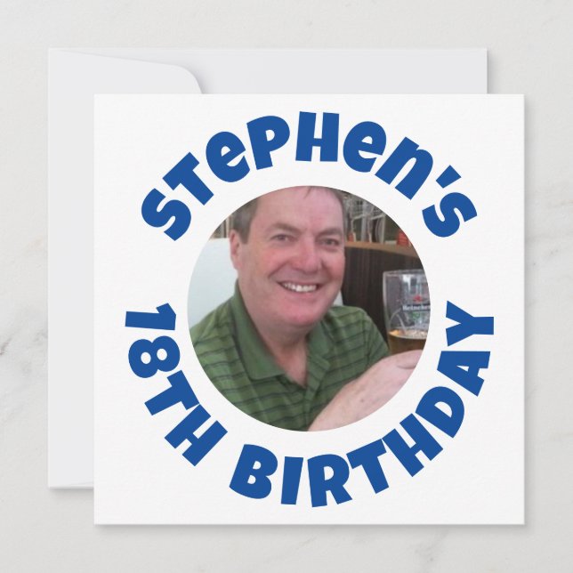 Man's 18th Birthday Photo Holiday Card (Front)