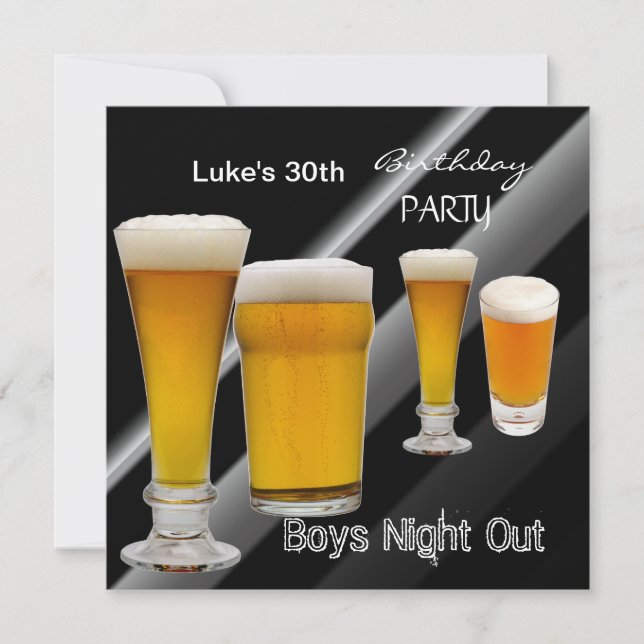 Mans 30th Birthday Party Beer Boys Night Invitation (Front)