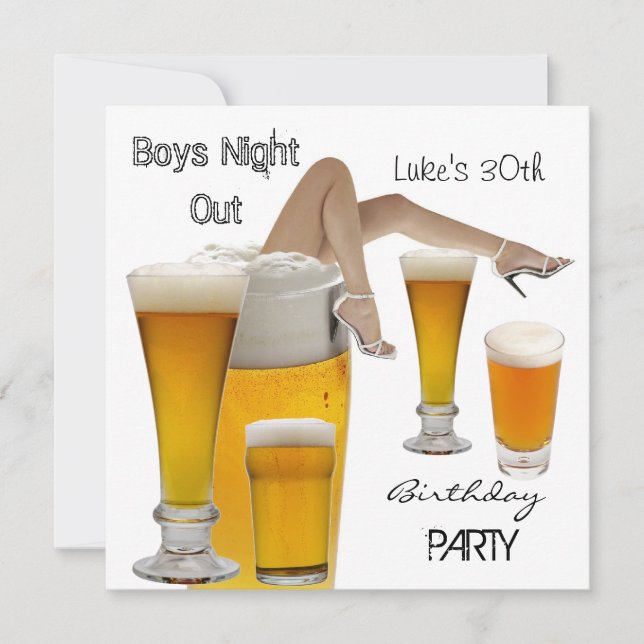 Mans 30th Birthday Party Beer Boys Night Legs Invitation (Front)