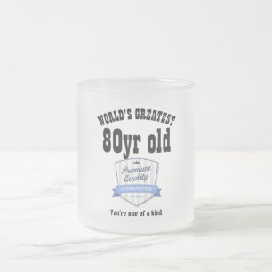 Mans 80th Birthday Gift Worlds Greatest Customised Frosted Glass Coffee Mug