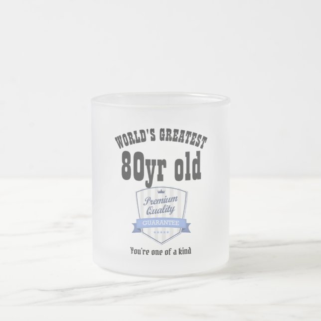 Mans 80th Birthday Gift Worlds Greatest Customised Frosted Glass Coffee Mug (Center)
