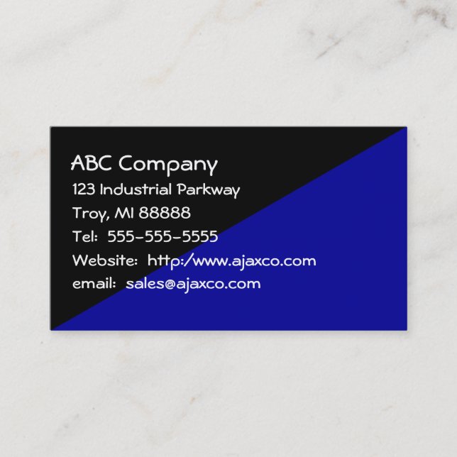 Man's All Purpose Business Card Black & Navy Blue (Front)