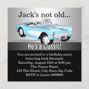 Mans Antique Car Birthday Party Invitation