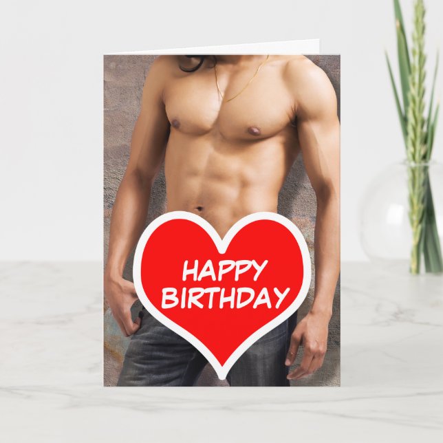 Man's Bare Chest Happy Birthday Card (Front)