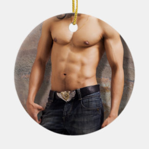 Man's Bare Chest Photograph Ceramic Tree Decoration
