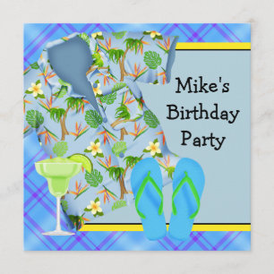 Mans BBQ Margarita Birthday Party Invitation