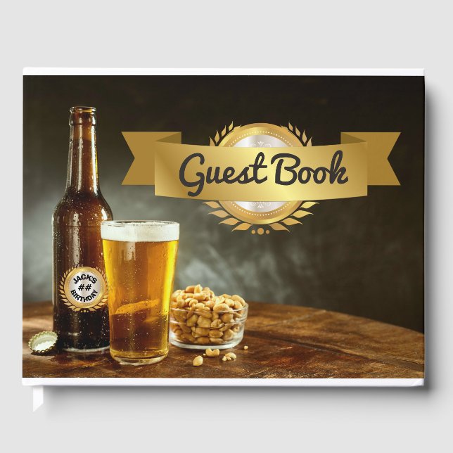 Mans Beer Birthday Party Guest Book (Front)
