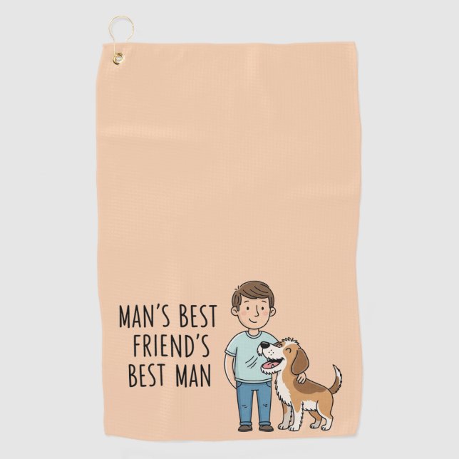 Man's Best Friend's Man Dog Dad Father's Day Golf Towel (Front)