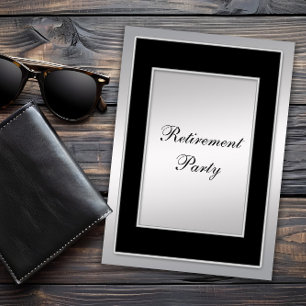 Mans Black Silver Retirement Party Invitation