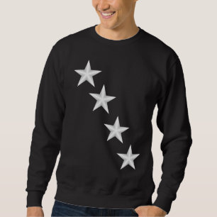 Man's Black Swearshirt With Diagonal Stars Sweatshirt