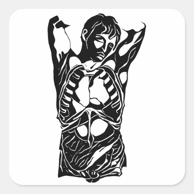 mans body Male human anatomy abstract art Square Sticker (Front)