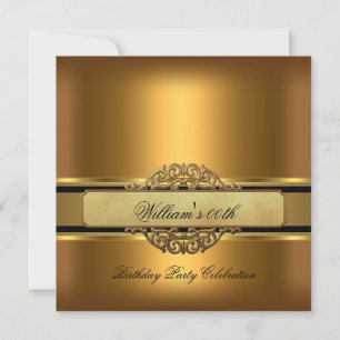 Mans Bronze Gold Birthday Party Mens Invitation