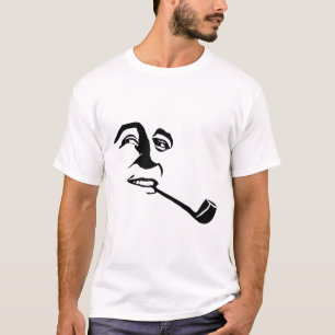 Mans Face Smoking Pipe cartoon retro illustration T-Shirt