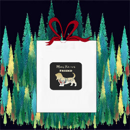 Mans Forever Friend Gold Dog Folk Art Decorative  Square Sticker