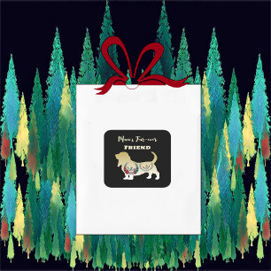 Mans Forever Friend Gold Dog Folk Art Decorative  Square Sticker