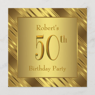 Mans Gold 50th Birthday Party Invitation