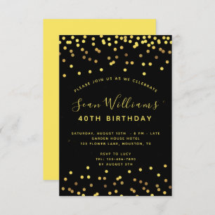 Man's Gold Confetti Birthday Party Invitation