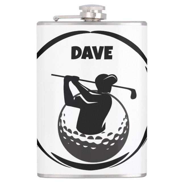 Man's Golf swing & Golf ball Hip Flask (Front)