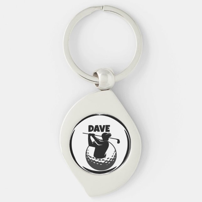 Man's Golf swing & Golf ball Key Ring (Front)