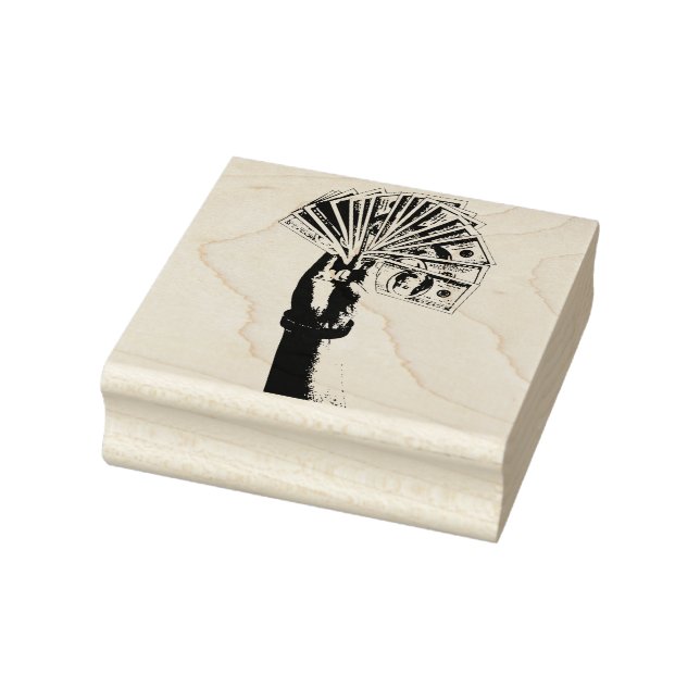 Mans hand Holding 100 dollar Bills money art Rubber Stamp (Stamp)