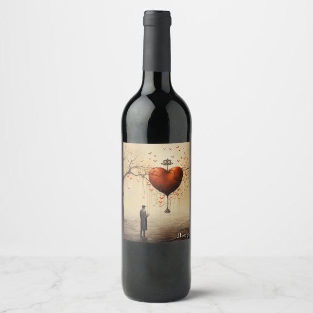 Man's Heart: Valentine Wine Label (Front)