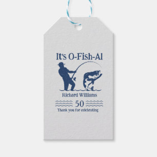 Man's It's Ofishal Fisherman 50th Birthday Party Gift Tags