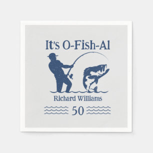 Man's It's Ofishal Fisherman 50th Birthday Party Napkin