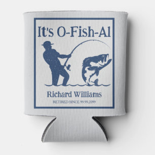 Man's It's Ofishal Fisherman Retirement Party Gift Can Cooler