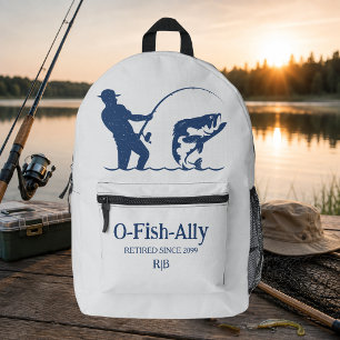 Man's It's Ofishal Fisherman Retirement Party Gift Printed Backpack