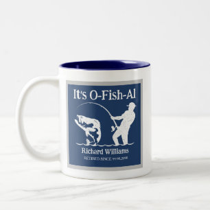 Man's It's Ofishal Fisherman Retirement Party Gift Two-Tone Coffee Mug