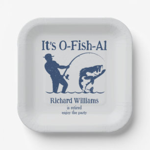 Man's It's Ofishal Fisherman Retirement Party Paper Plate
