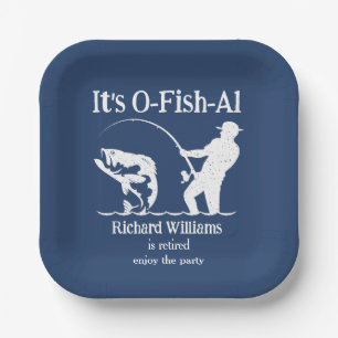 Man's It's Ofishal Fisherman Retirement Party Paper Plate
