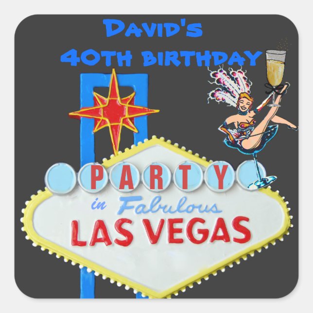 Man's Las Vegas Party Square Sticker (Front)