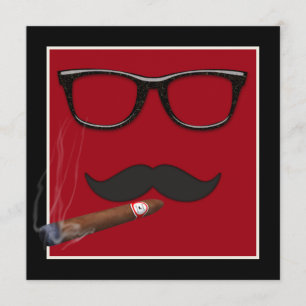Mans Moustache Birthday Party Invitation