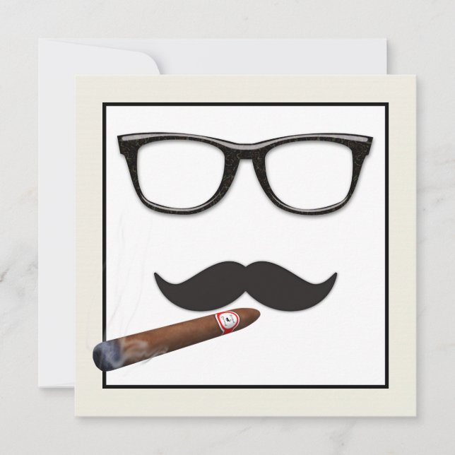 Mans Moustache Birthday Party Invitation (Front)