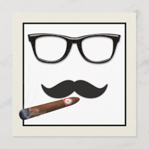 Mans Moustache Birthday Party Invitation