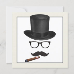 Mans Moustache Birthday Party Invitation