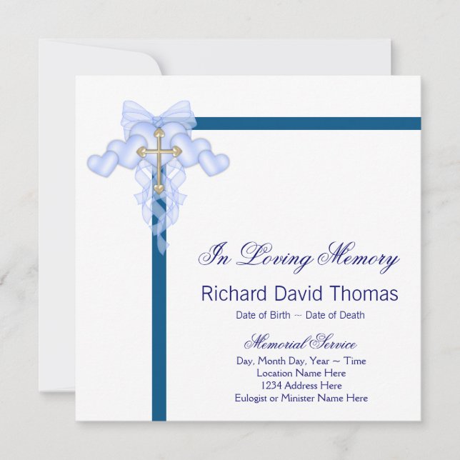 Mans Navy Blue Mourning Cards (Front)