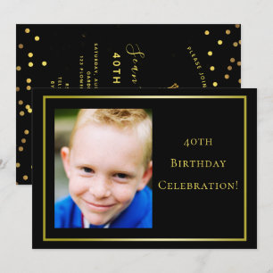 Man's Photo 40th Birthday Celebration Invitation