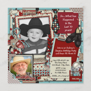 Mans Photo 70th Birthday Party Invitation