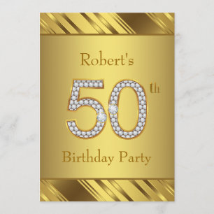 Mans Pure Gold 50th Birthday Party Invitation