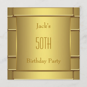 Mans Pure Gold Mans 50th Birthday Party Invitation