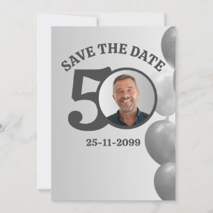 Man's Save The Date Minimalistic 50th Birthday Invitation