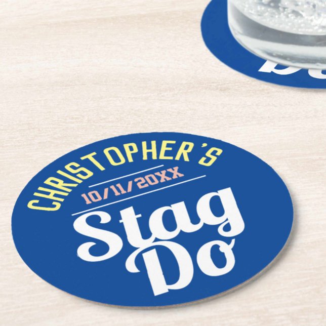 Man's Stag Do Round Paper Coaster (Creator Uploaded)