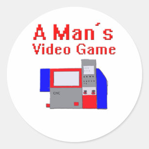Man's Video Game Classic Round Sticker