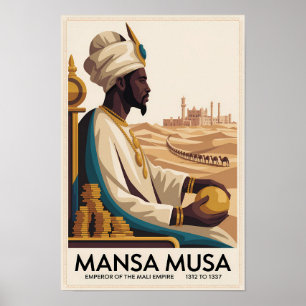 Mansa Musa Mali Empire African King Illustration Poster