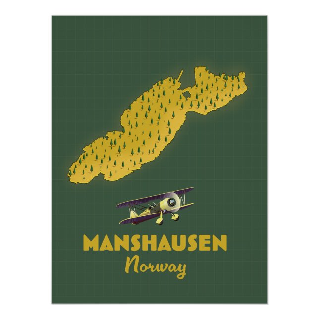 Manshausen Norway Island map Poster (Front)