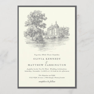 Mansion Venue Old Money Aesthetic Ivory Wedding Invitation