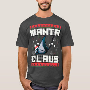 Manta Claus sea animal snowflakes heart rays chris T-Shirt